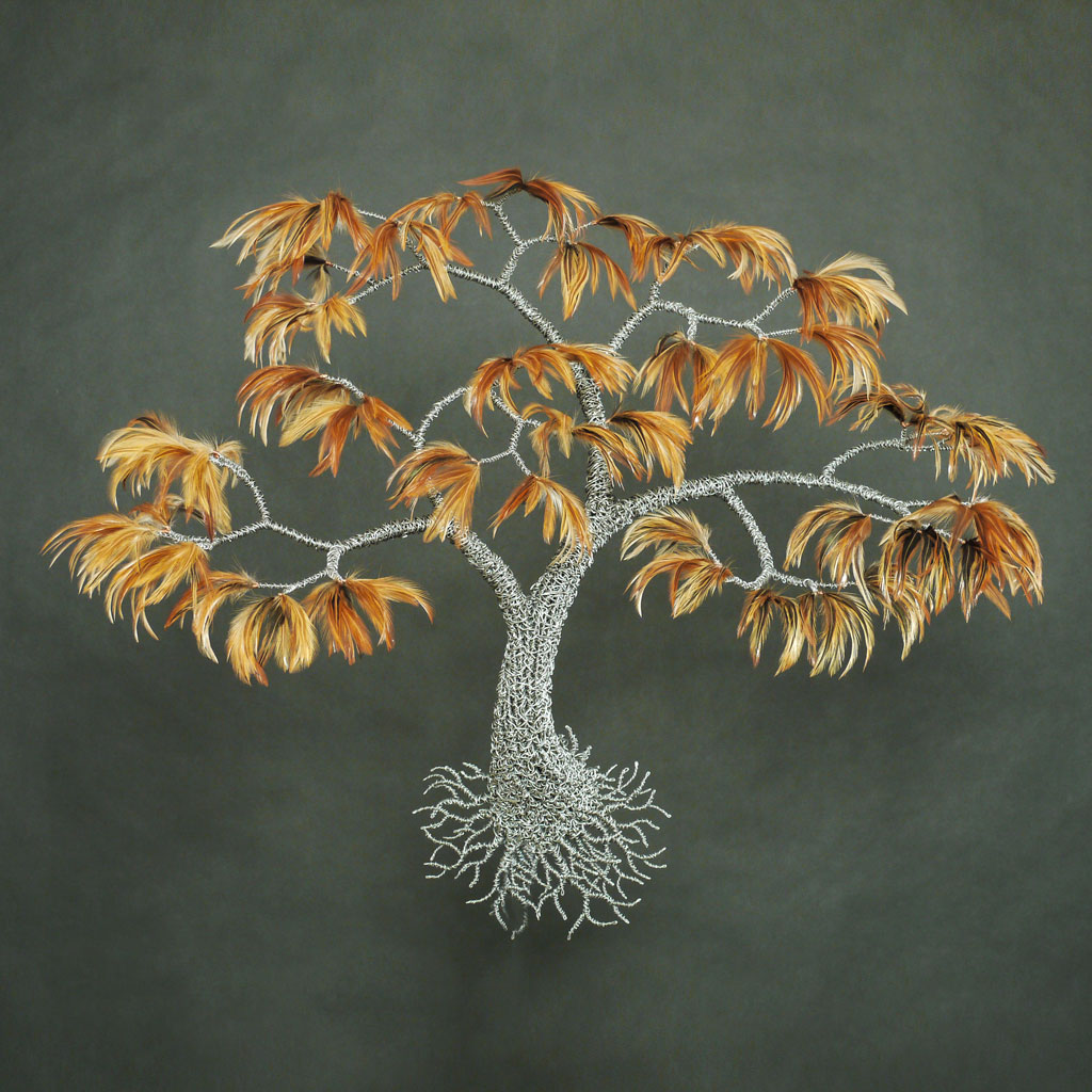 Metal and Feather sculpture